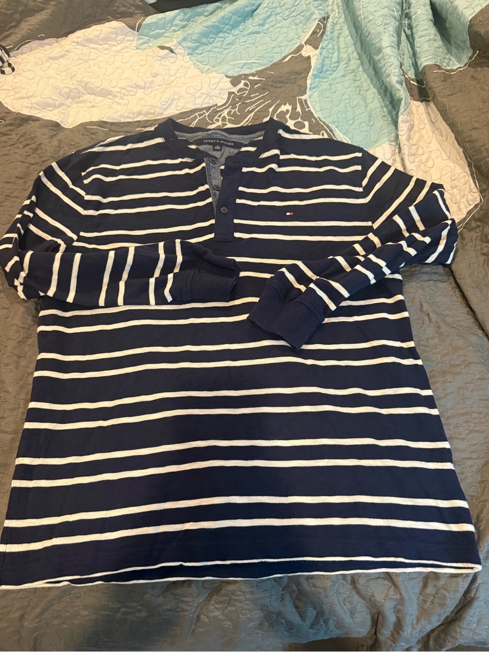 Tommy Hilfiger Light Blue & Navy Logo Button-Up Shirt mens XL